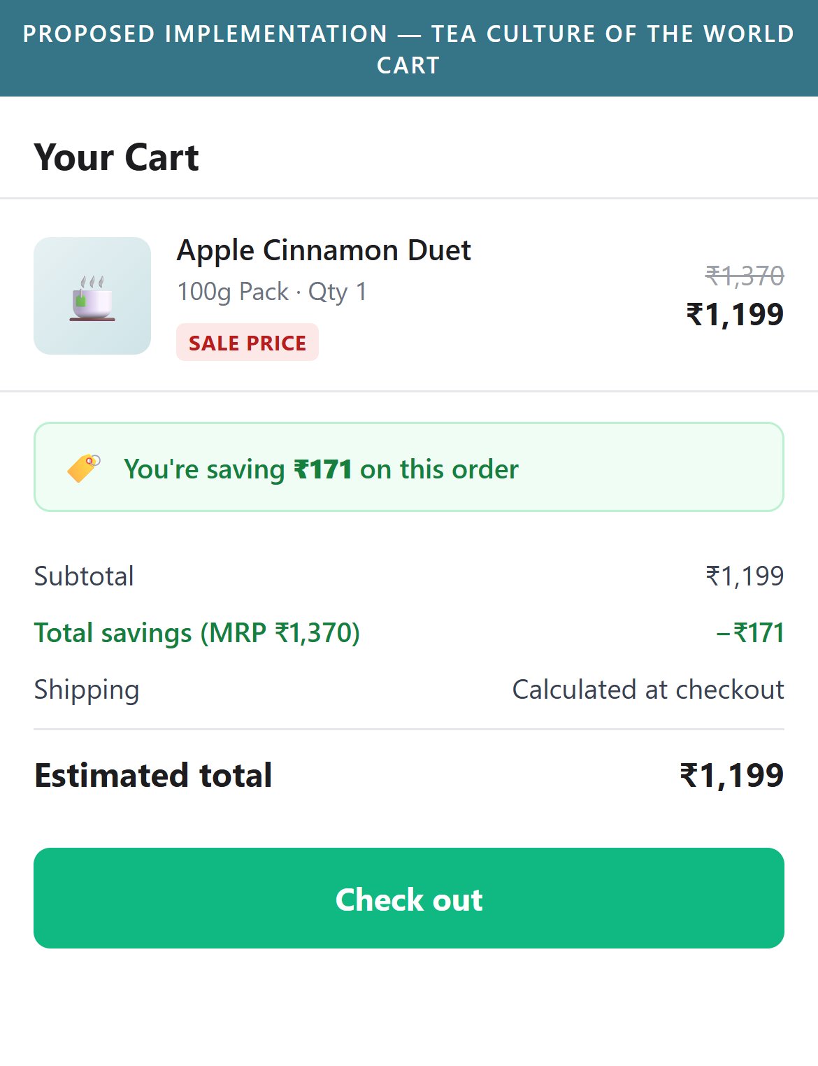 Proposed Implementation — Tea Culture of the World Mobile Cart